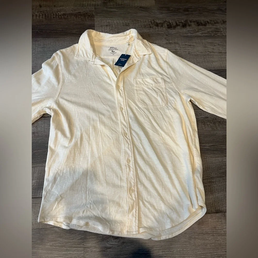NWT J.crew Men's Garment-dyed Slub Pocket Harbor Shirt YELLOW
